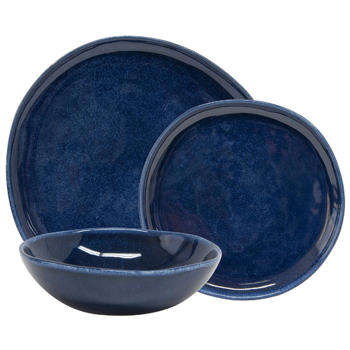 12 Piece Salt & Pepper Blue Series Dinner Set Temple & Webster