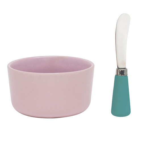 2 Piece Pink Kringle Dip Bowl & Spreader Set Temple & ster