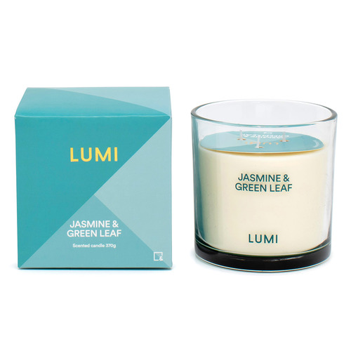 370g Jasmine & Green Leaf Lumi Soy Candle Temple & ster