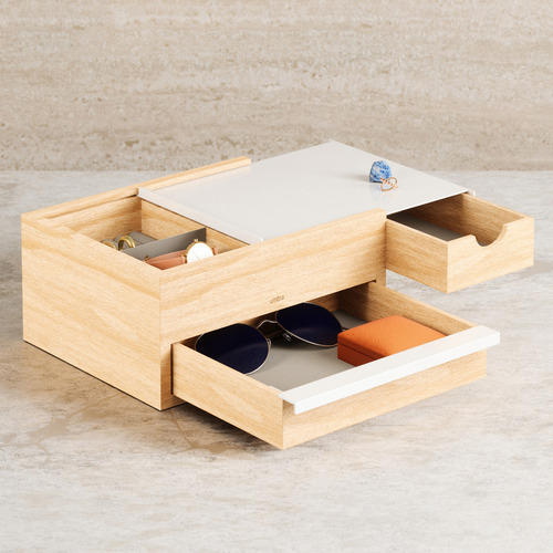 Stowit Square  Rubberwood Jewellery Box