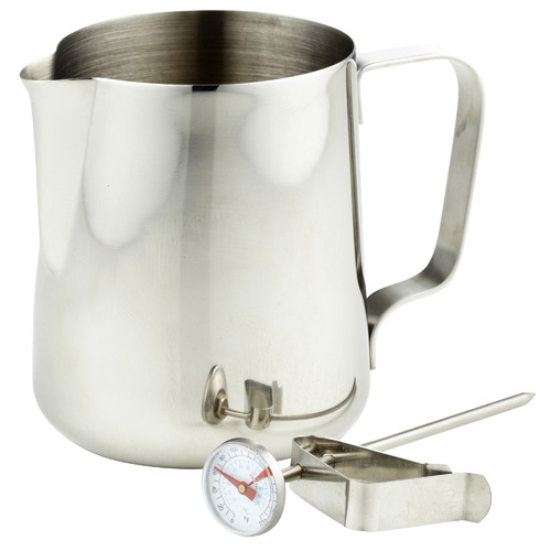 Leaf&Bean 2 Piece Milk Frothing Jug & Thermometer Set Temple & ster