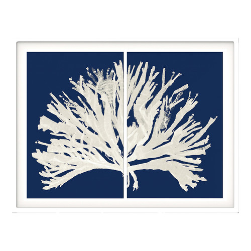 White Framed Coral Blues Wall Art
