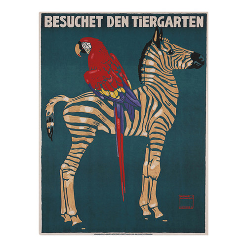 Vintage Munich Zoo Zebra Canvas Wall Art