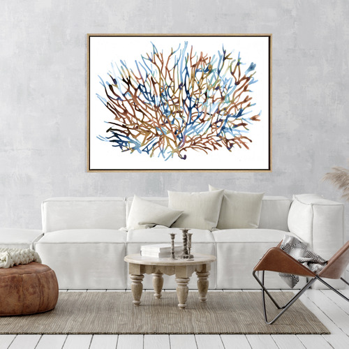 Coral Water Drop Shadow Framed Canvas Wall Art