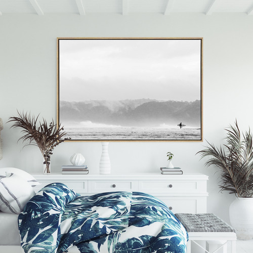 Morning Paddle Drop Shadow Framed Canvas Wall Art