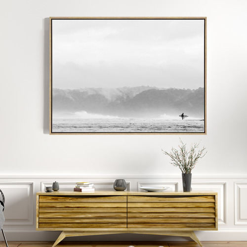 Morning Paddle Drop Shadow Framed Canvas Wall Art