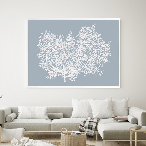 Light-Blue-Coral-Shadow-Framed-Canvas-Wall-Art