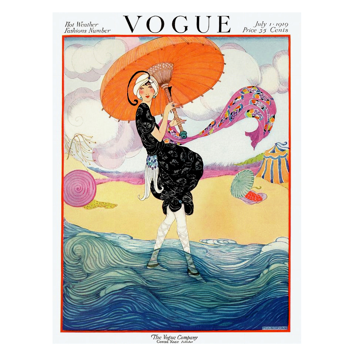 Vintage Vogue Summer 1919 Canvas Wall Art