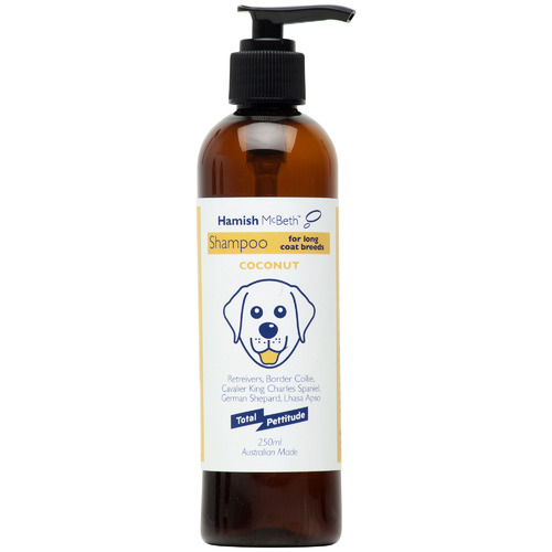 250ml Coconut Dog Shampoo for Retrievers & Long Coat Breeds Temple