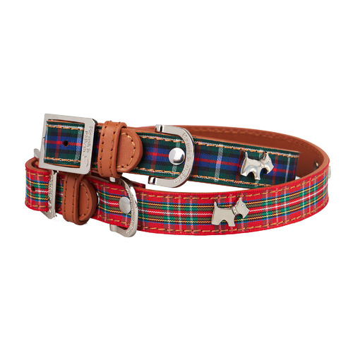 Leather tartan 2024 dog collar