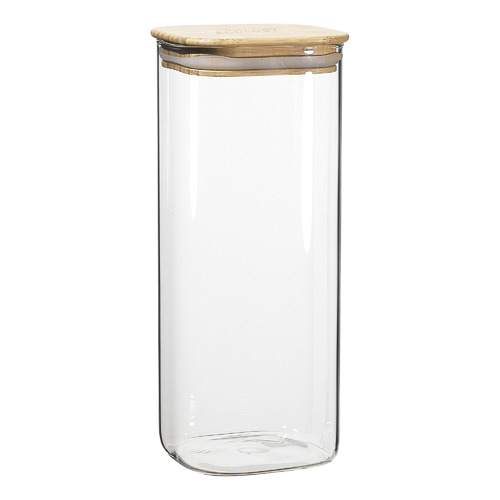 4 Piece Ecology Pantry Square Glass Canister with Bamboo Lid Set