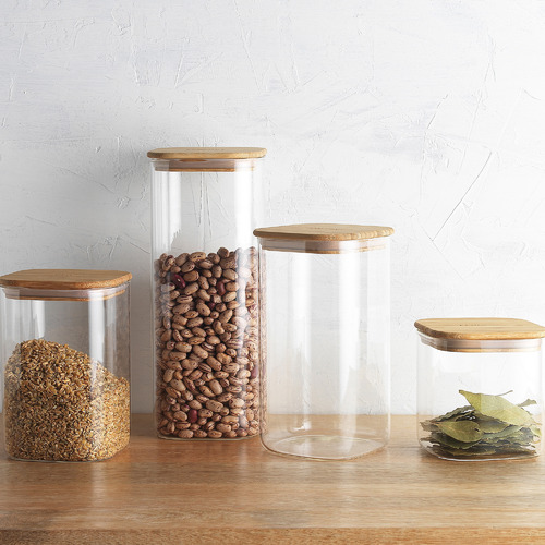 Ecology Pantry 2L Square Glass Canister with Bamboo Lid