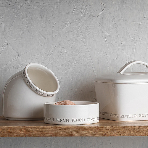 2 Piece Ecology Abode Porcelain Salt Cellar & Pinch Pot Set