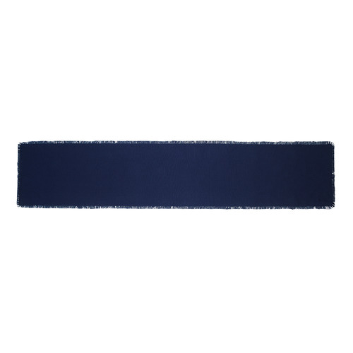 Ecology Navy Fray Cotton Table Runner Temple & ster