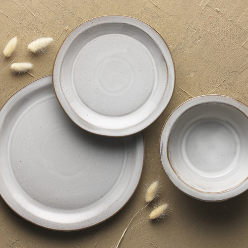 Ecology 12 Piece Nougat Tahoe Stoneware Dinner Set Temple & ster