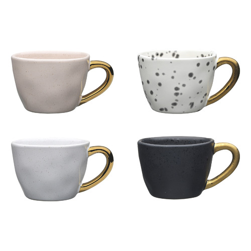 4 Piece Speckle Stoneware Espresso Cup Set