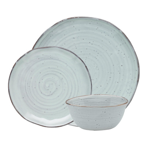 12 Piece Light Green Ottawa Lichen Stoneware Dinner Set