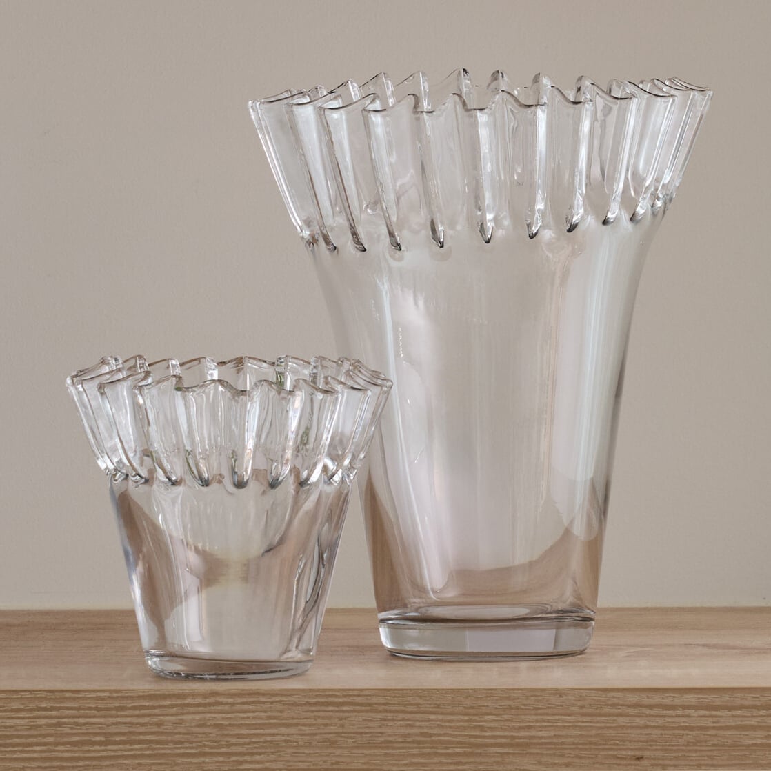2 Piece Tousle Soda Lime Glass Vase Set