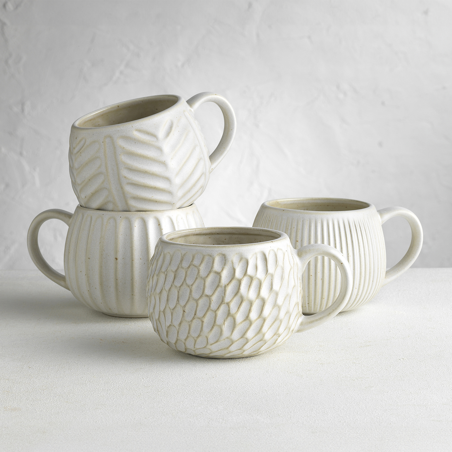 8 Piece Fossil 330ml Stoneware Mug Set
