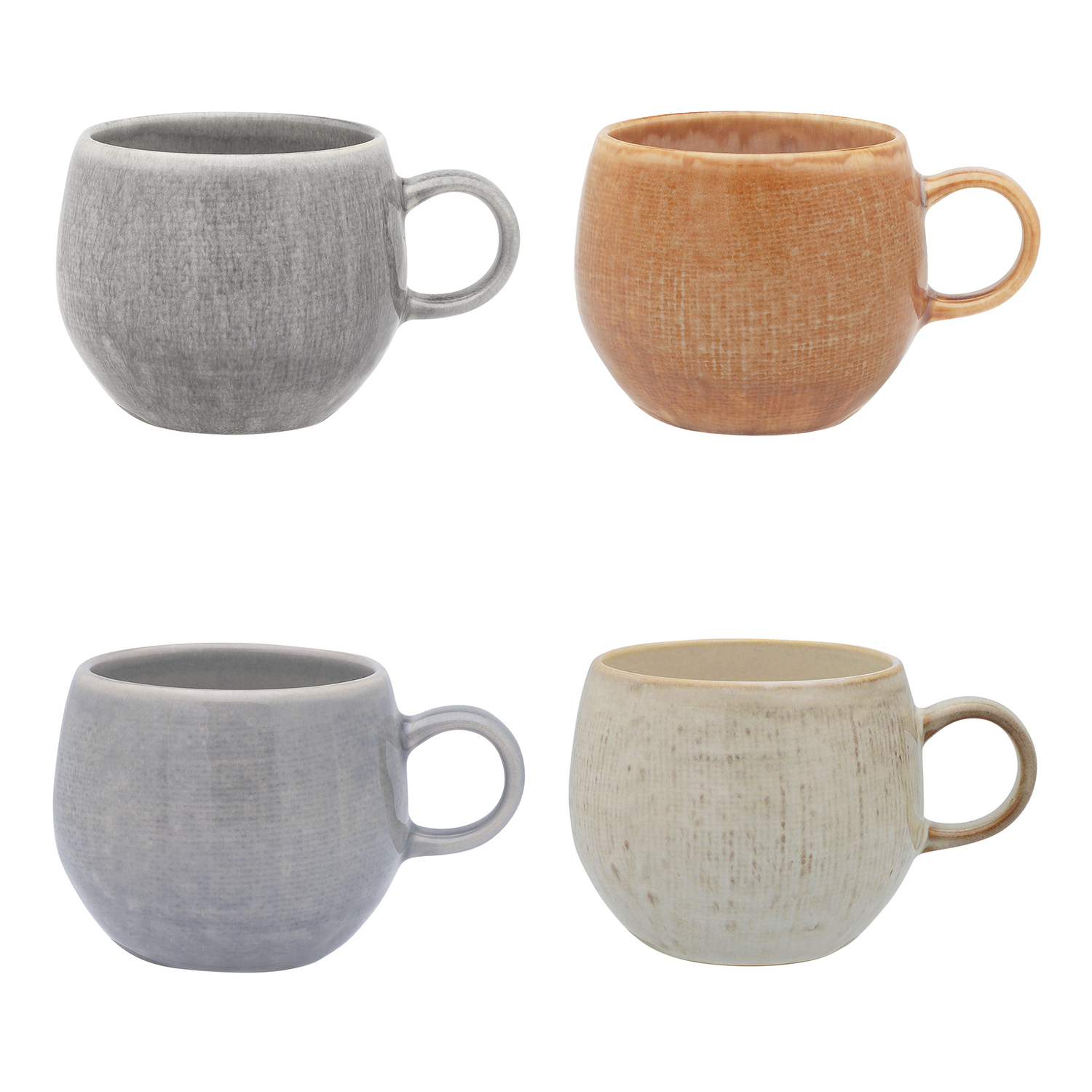 8 Piece Linen 320ml Stoneware Mug Set