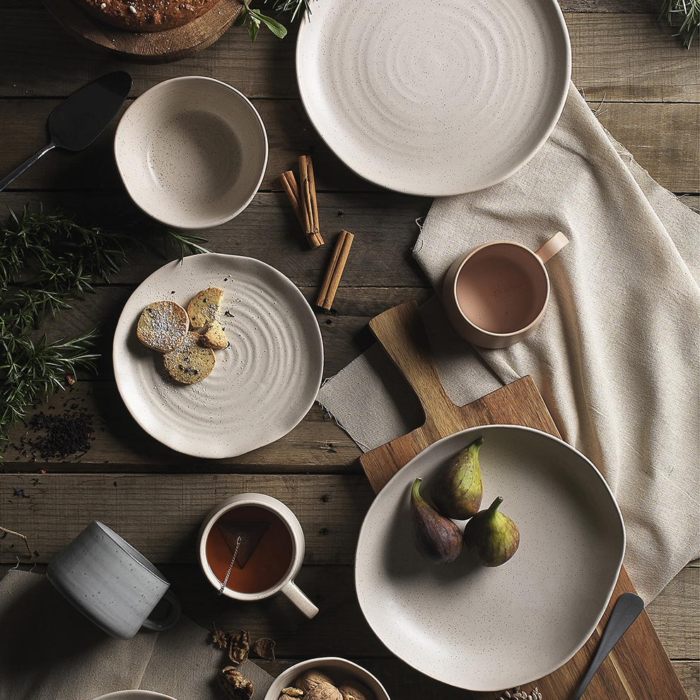 12 Piece Cream Ottawa Calico Stoneware Dinner Set