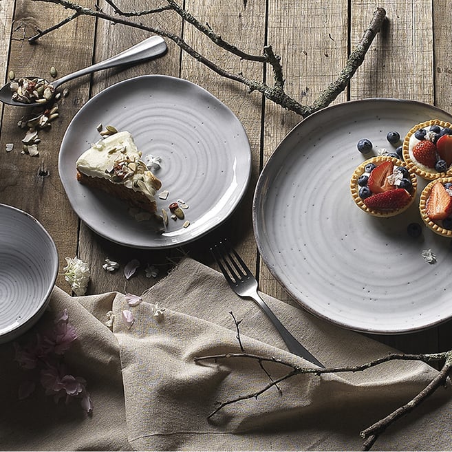 12 Piece White Ottawa Orchid Stoneware Dinner Set
