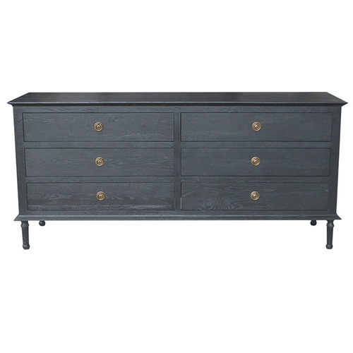 Black Emmerson Oak 6 Drawer Dresser