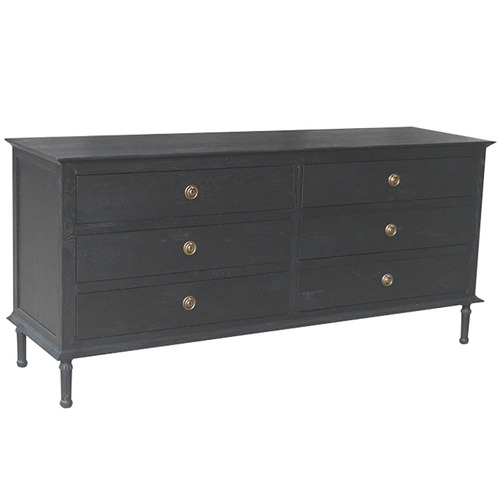 Black Emmerson Oak 6 Drawer Dresser