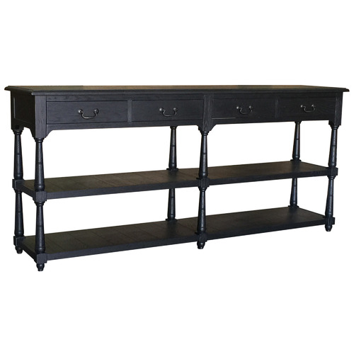 S & G Furniture Black Brooklyn Oak Wood Console Table Temple & ster