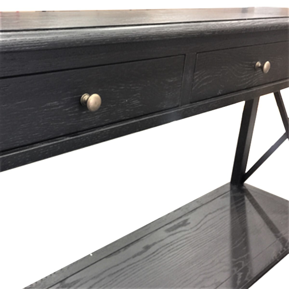 X-Brace-3-Drawer-Oak-Wood-Console-Table