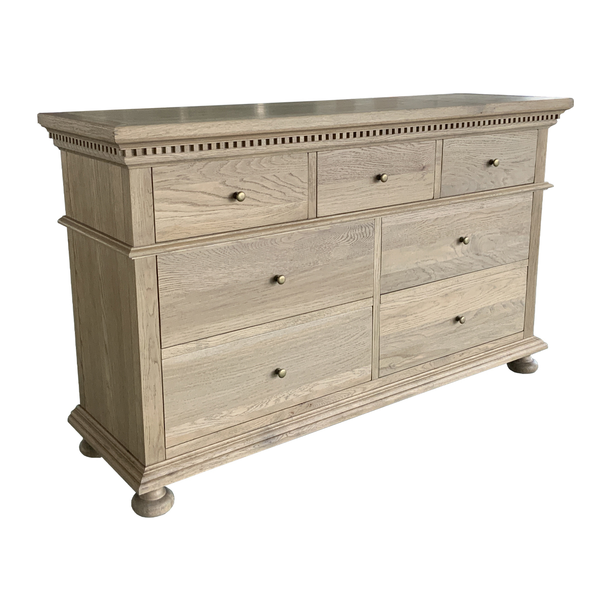 Frances 7 Drawer Oak Wood Chest of Drawers