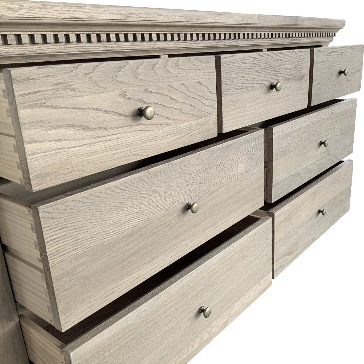Frances 7 Drawer Oak Wood Chest of Drawers