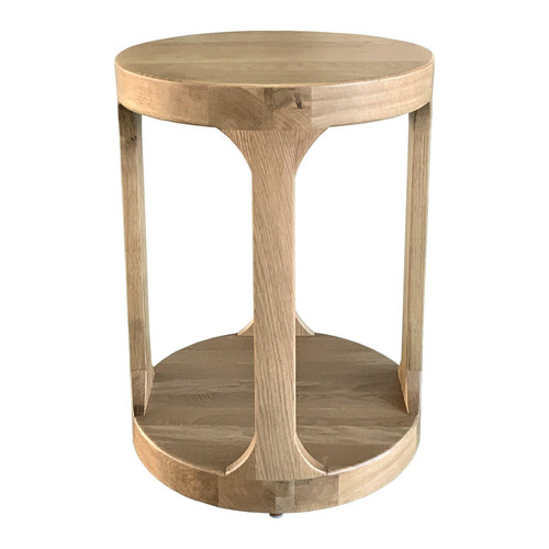 Round Frisk Oak Wood Side Table, Round Oak End Table