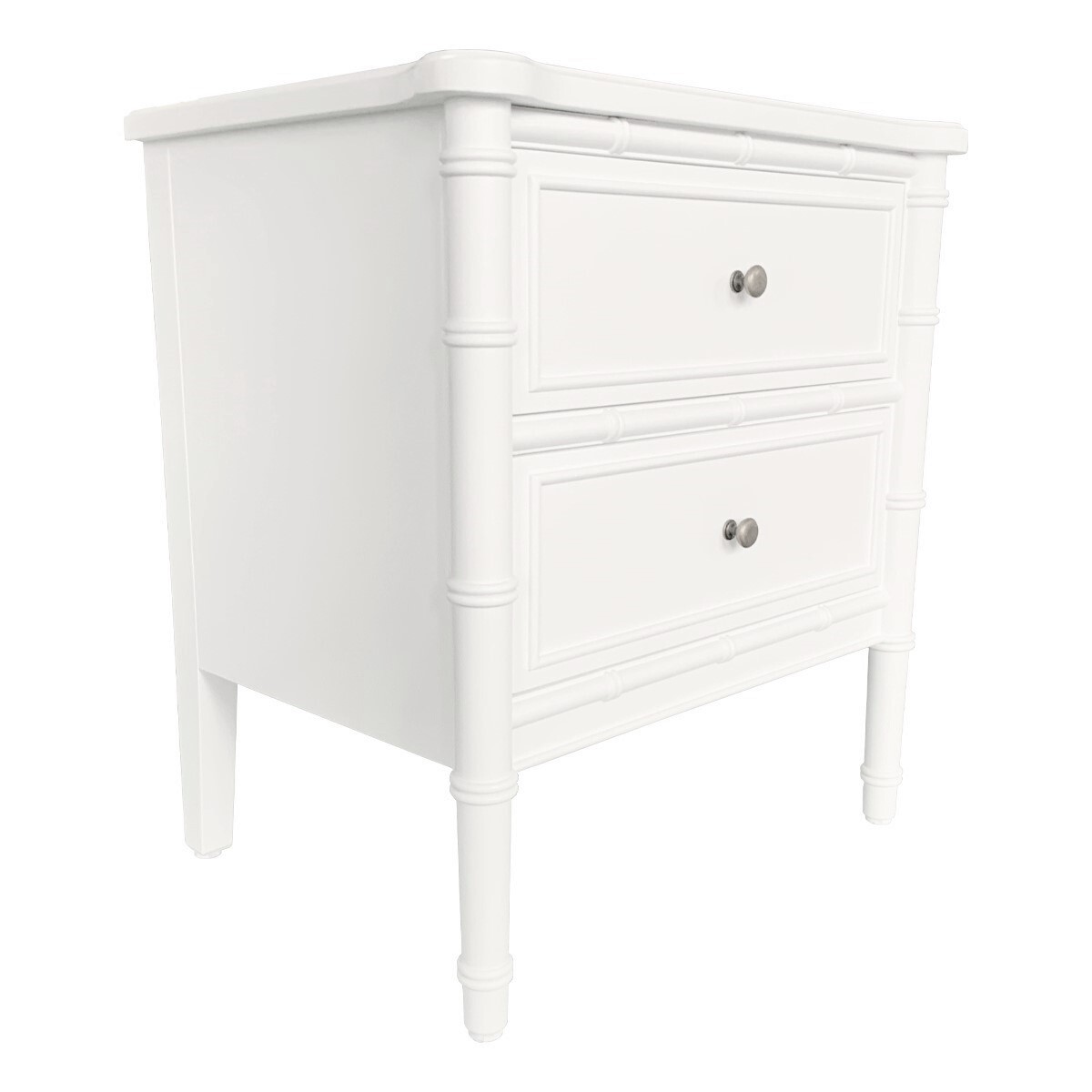 White Cameron Birch Wood Bedside Table