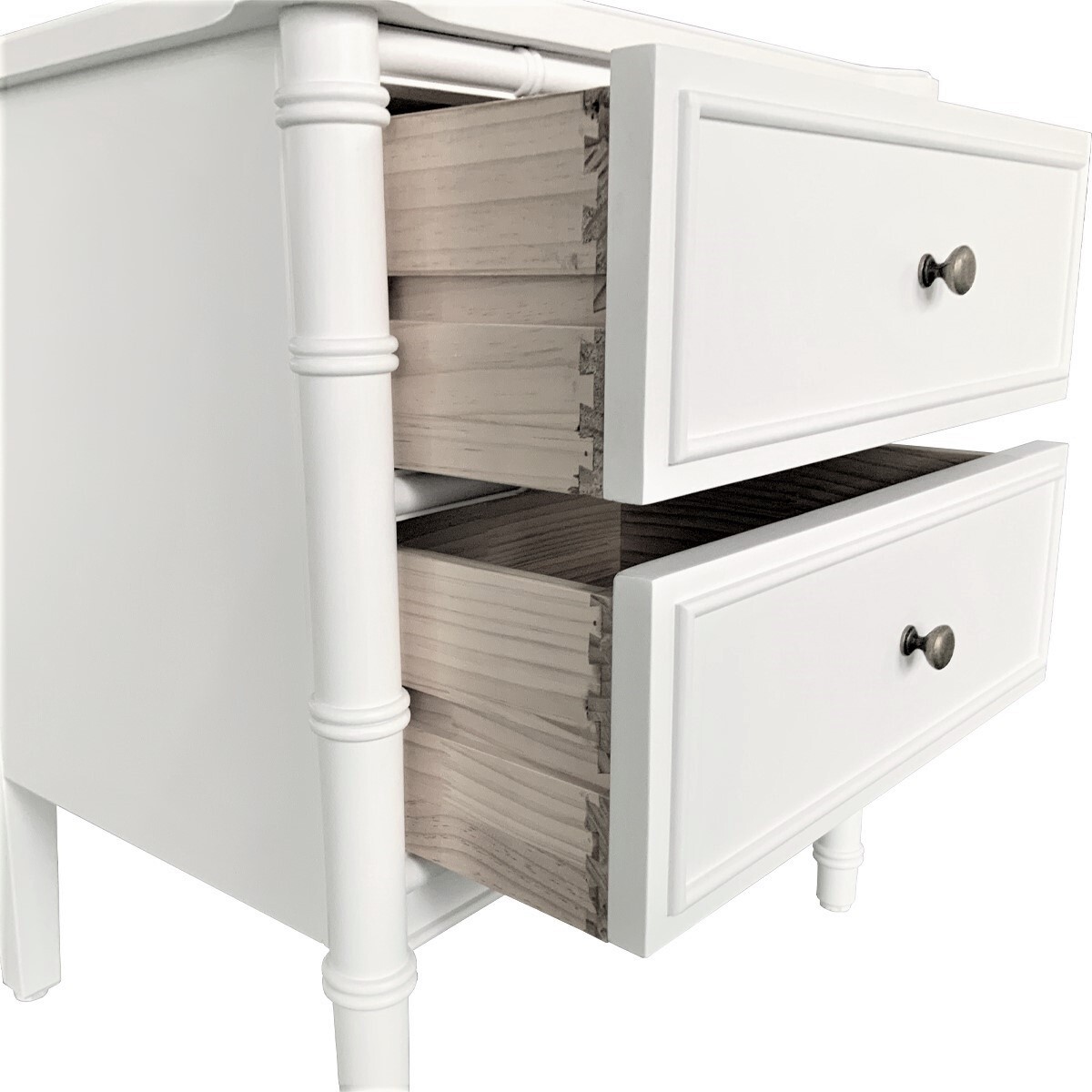 White Cameron Birch Wood Bedside Table