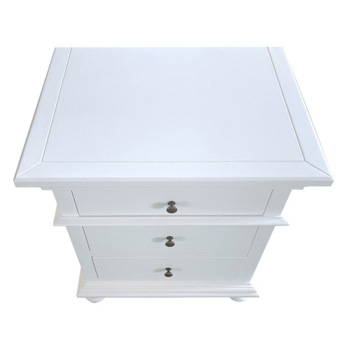 Hamilton Furniture White Flordeliz 3 Drawer Bedside Table | Temple ...