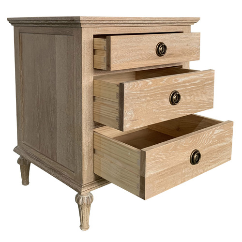 S & G Furniture Hendry Oak Wood Bedside Table Temple & ster