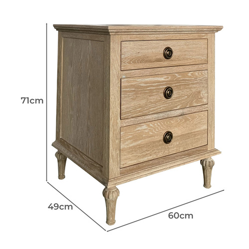 S & G Furniture Hendry Oak Wood Bedside Table Temple & ster