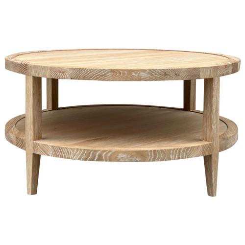 French Round Oak Wood Coffee Table