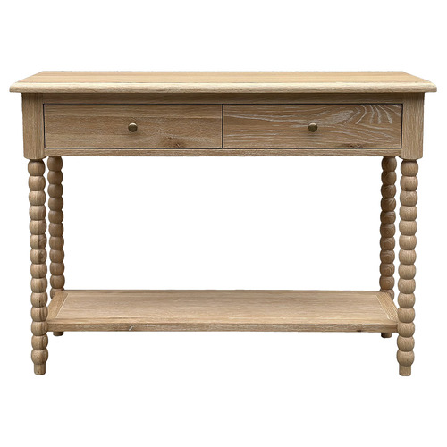 Whitewashed Oak Bobbin Oak Wood Console Table
