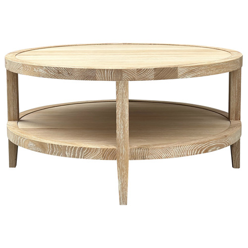 French Round Oak Wood Coffee Table