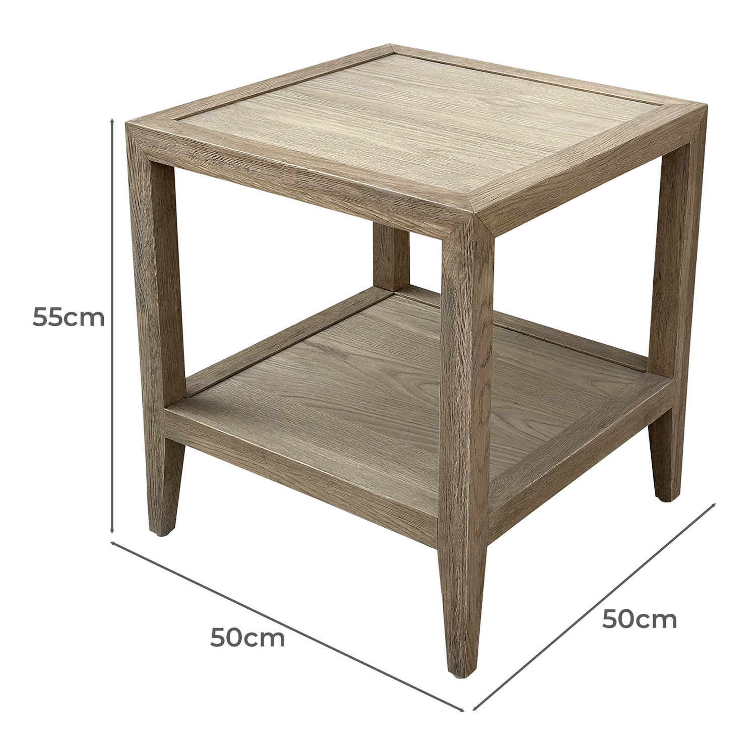French Oak Wood Side Table