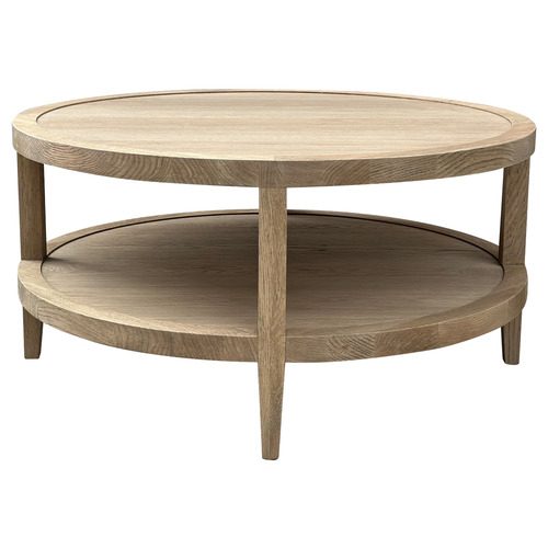 French Round Oak Wood Coffee Table
