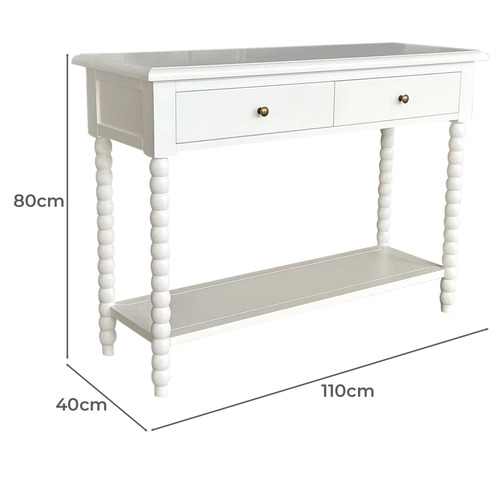 White Bobbin Birch Wood Console Table | Temple & Webster