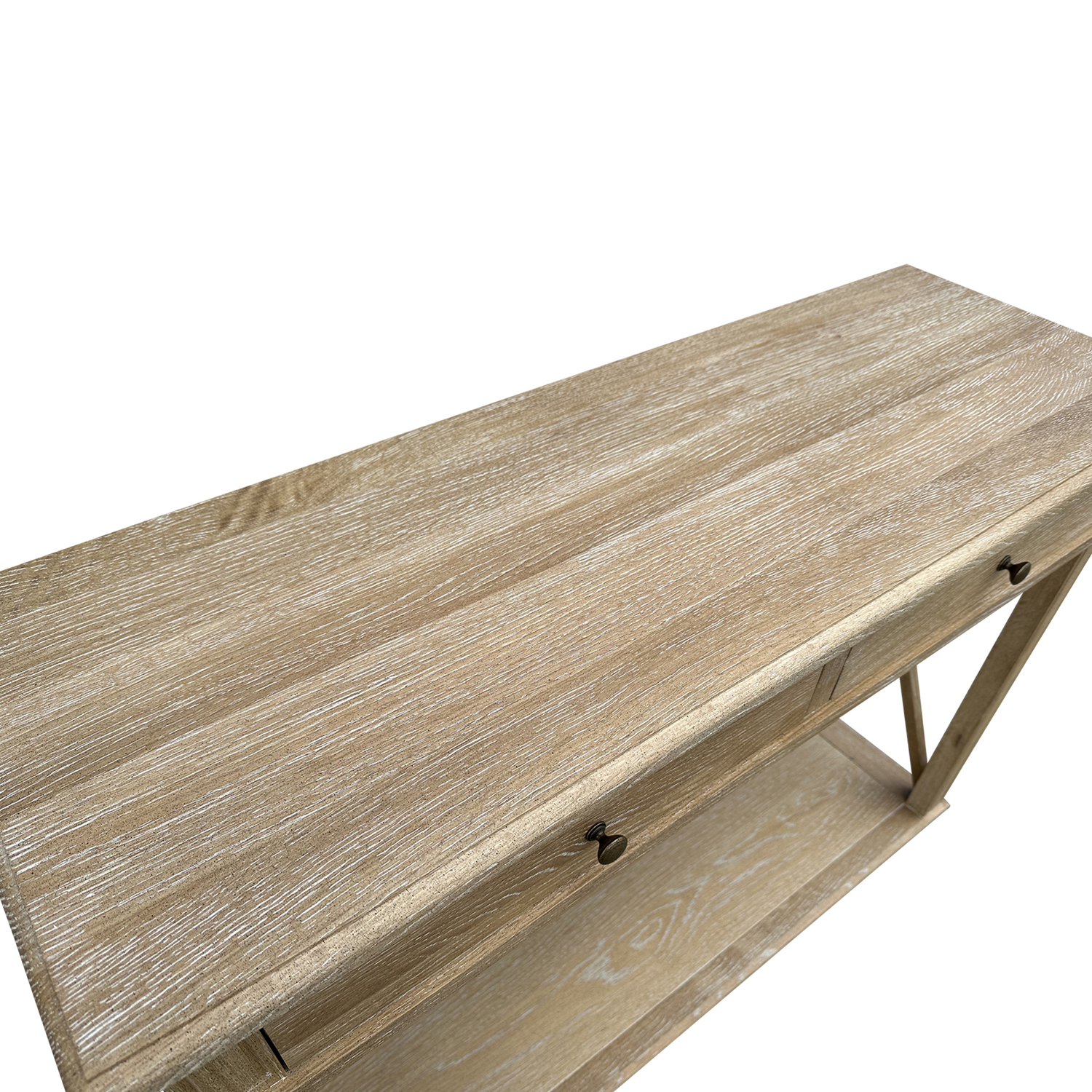 X-Brace-2-Drawer-Oak-Console-Table