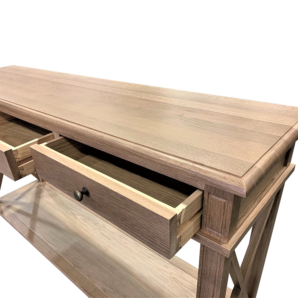 X-Brace-2-Drawer-Oak-Console-Table