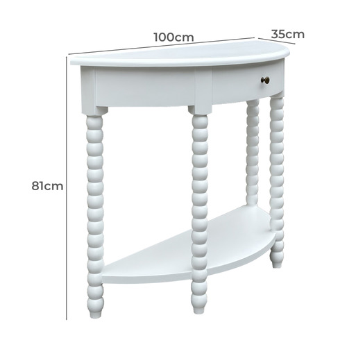 White Bobbin Curved Console Table