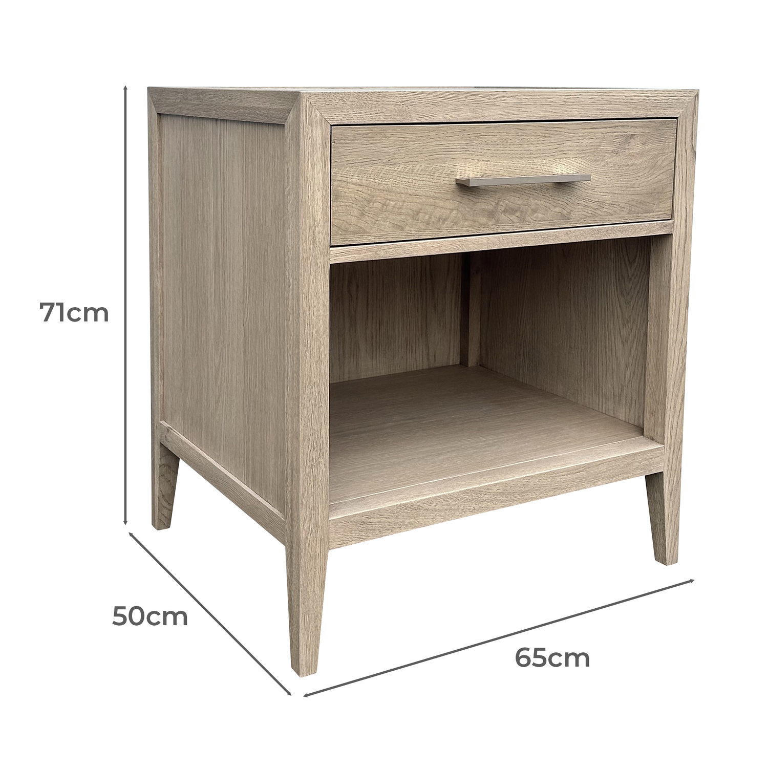 Rowan Oak Wood Bedside Table