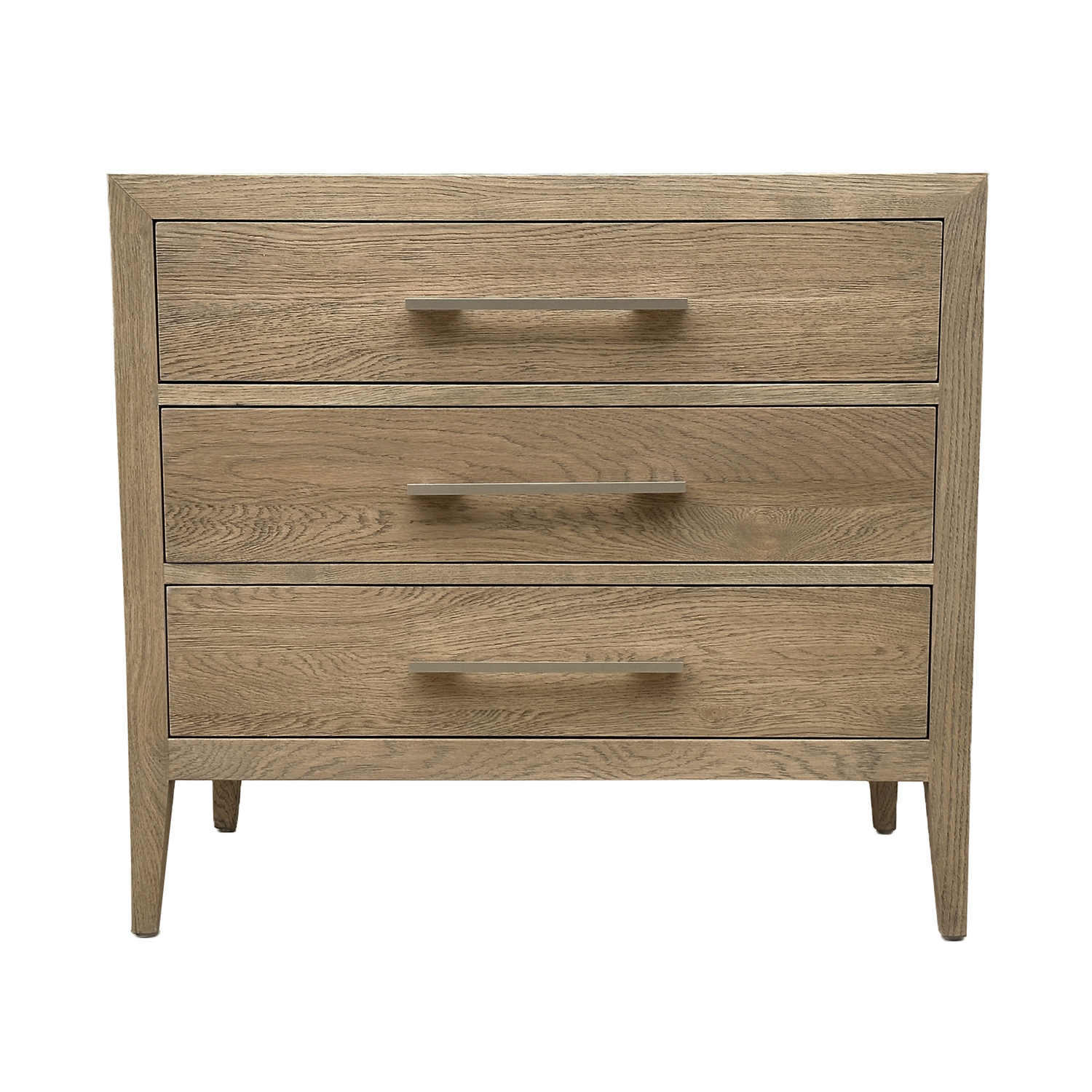 Blanchard Oak Wood 3 Drawer Bedside Table