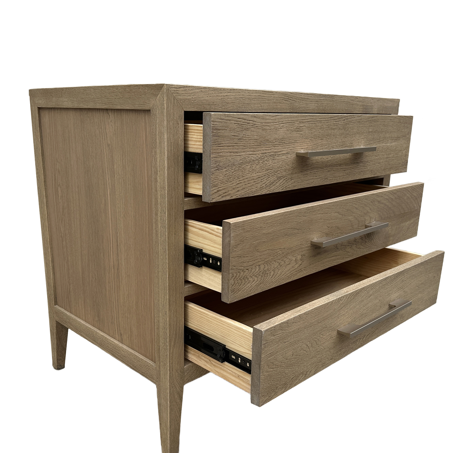 Blanchard Oak Wood 3 Drawer Bedside Table